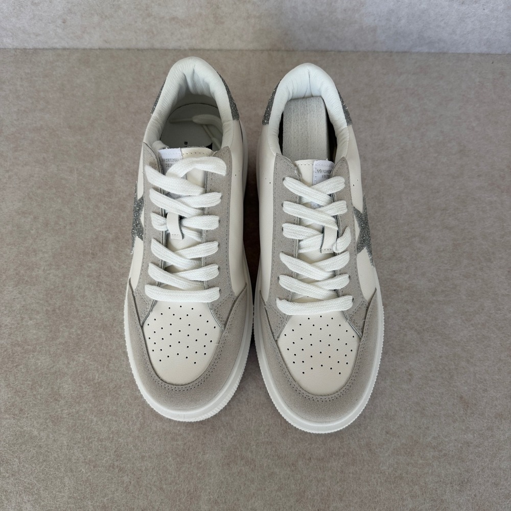 Vintage Havana Gail Size 8 White Grey Glitter Star Platform Sneakers Women's NEW - Picture 6 of 11